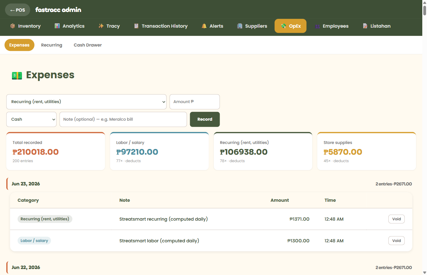 fastracc cash drawer and expenses with every peso in and out of the cash drawer tracked